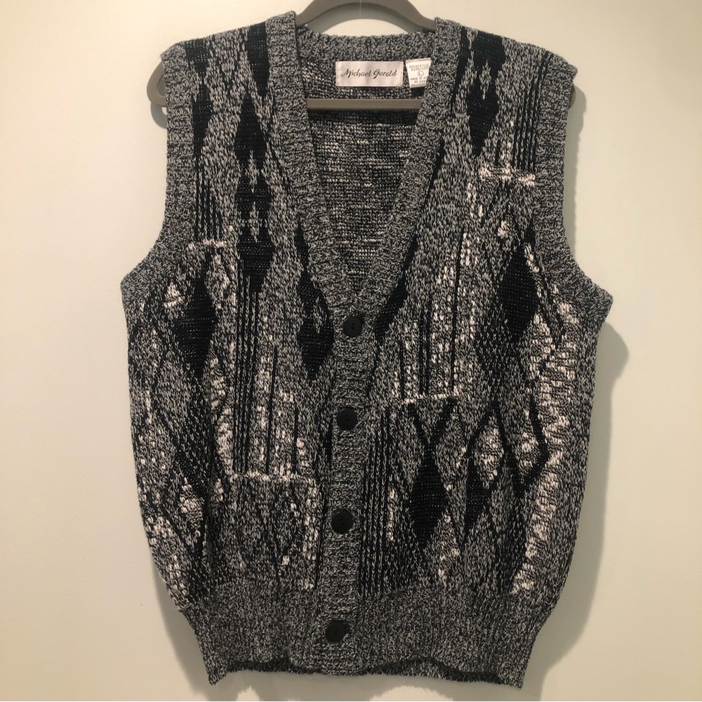 Michael Gerald Vintage Geometric Men’s Gray Golf Sweater Vest Size L